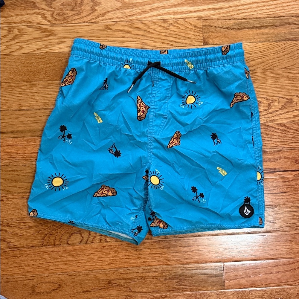Blue Swim Shorts with Fun Print Volcom boys size large 12